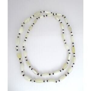 Oriental Banded White Agate Necklace 54" Around